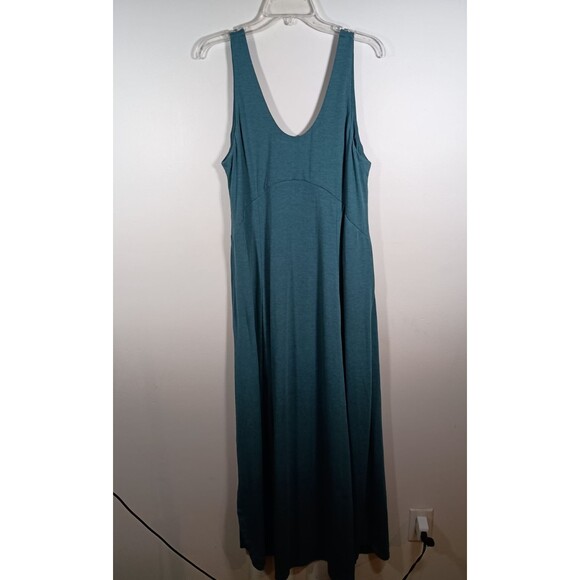 NWT Halara Scoop Neck Split Flowy Maxi Lagenlook Tank Dress Jade Size Large - Picture 1 of 7